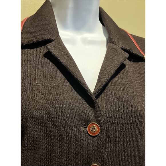 Vtg St John 2pc Skirt Suit Dk Brown Santana Knit Button Front Jacket Size 2 - Picture 9 of 15